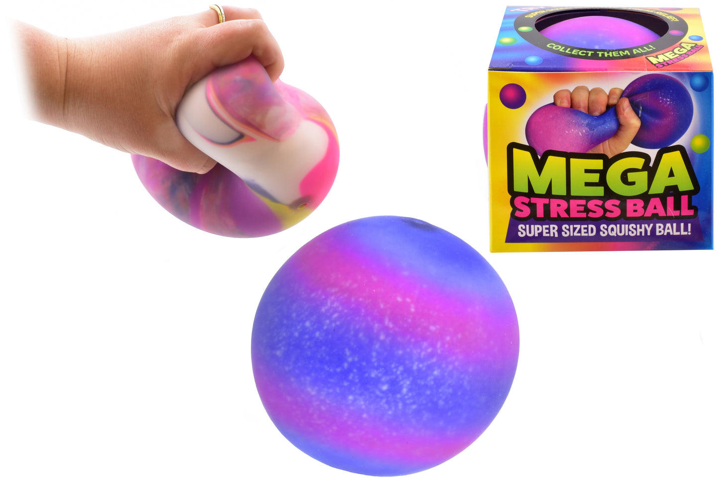 Get Squeezable Fun with 110mm Marble and Rainbow Squishy Balls