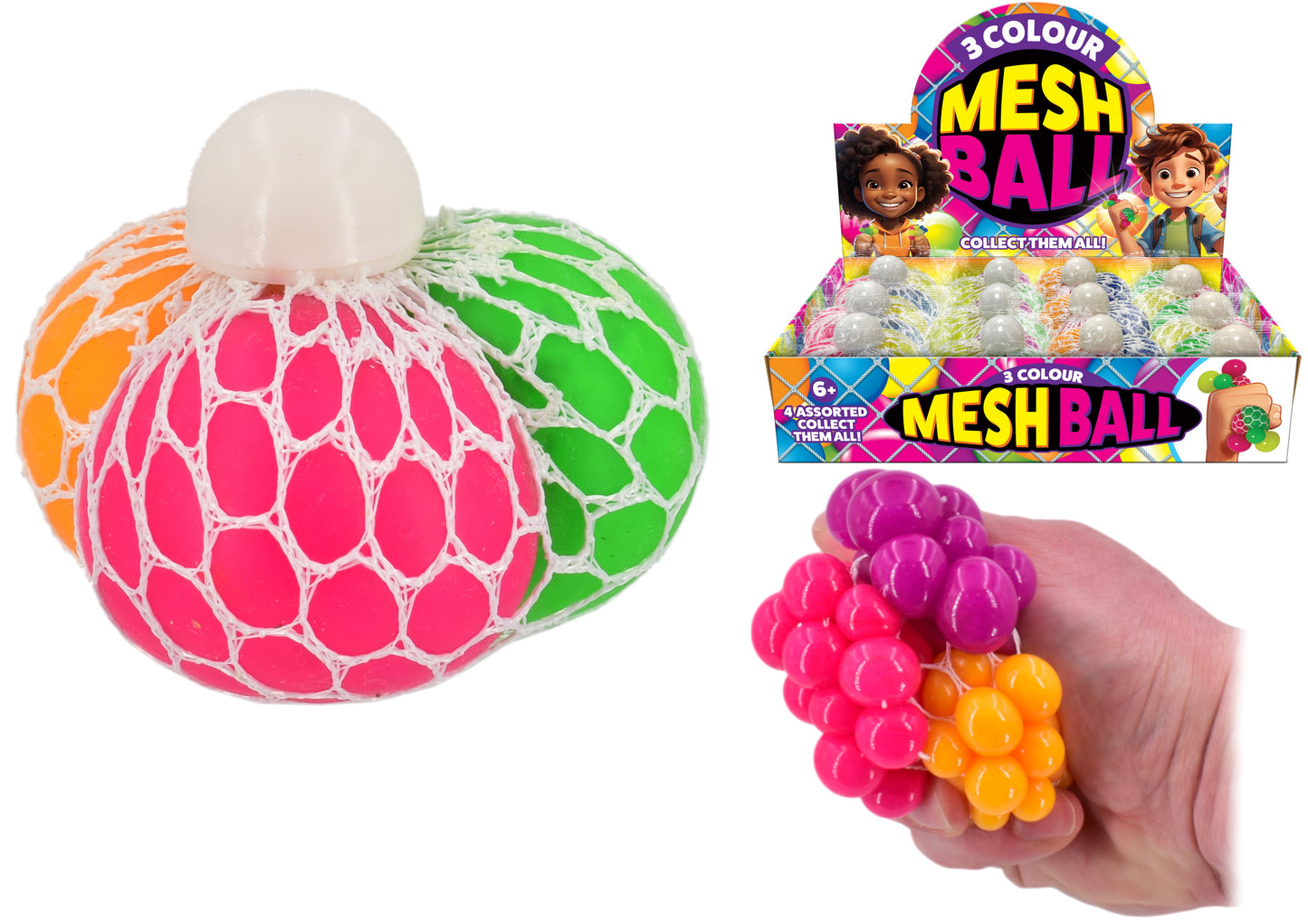la Balle filet 3 couleurs segmentées (4 Ass.) - Boîte de présentation | Idéal pour la décoration et le jeu