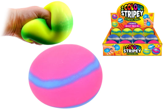 the 80mm 2 Tone Stretchy Ball In Display Box (3 Asst) - Fun and Colorful Toys