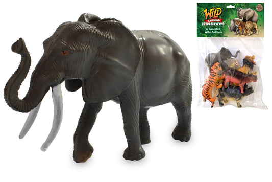 Discover Adventure with  6pc Wild Animals in Large Bag/Header