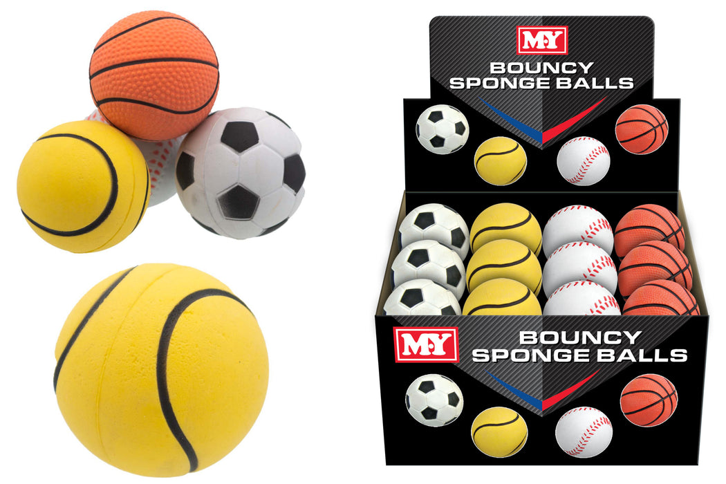 Get Active Fun with 63mm Bouncy Sponge Balls  Vibrant Colors in Display Box