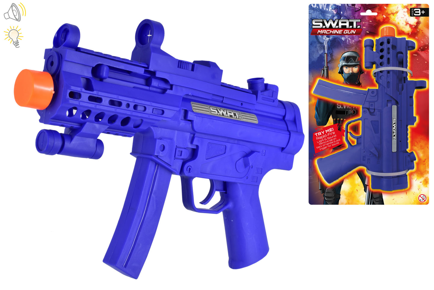 Authentique pistolet mitrailleur B/O 'Try Me' 'S.W.A.T' - Carte attachée | Jouet plein d'action pour les amateurs d'aventure