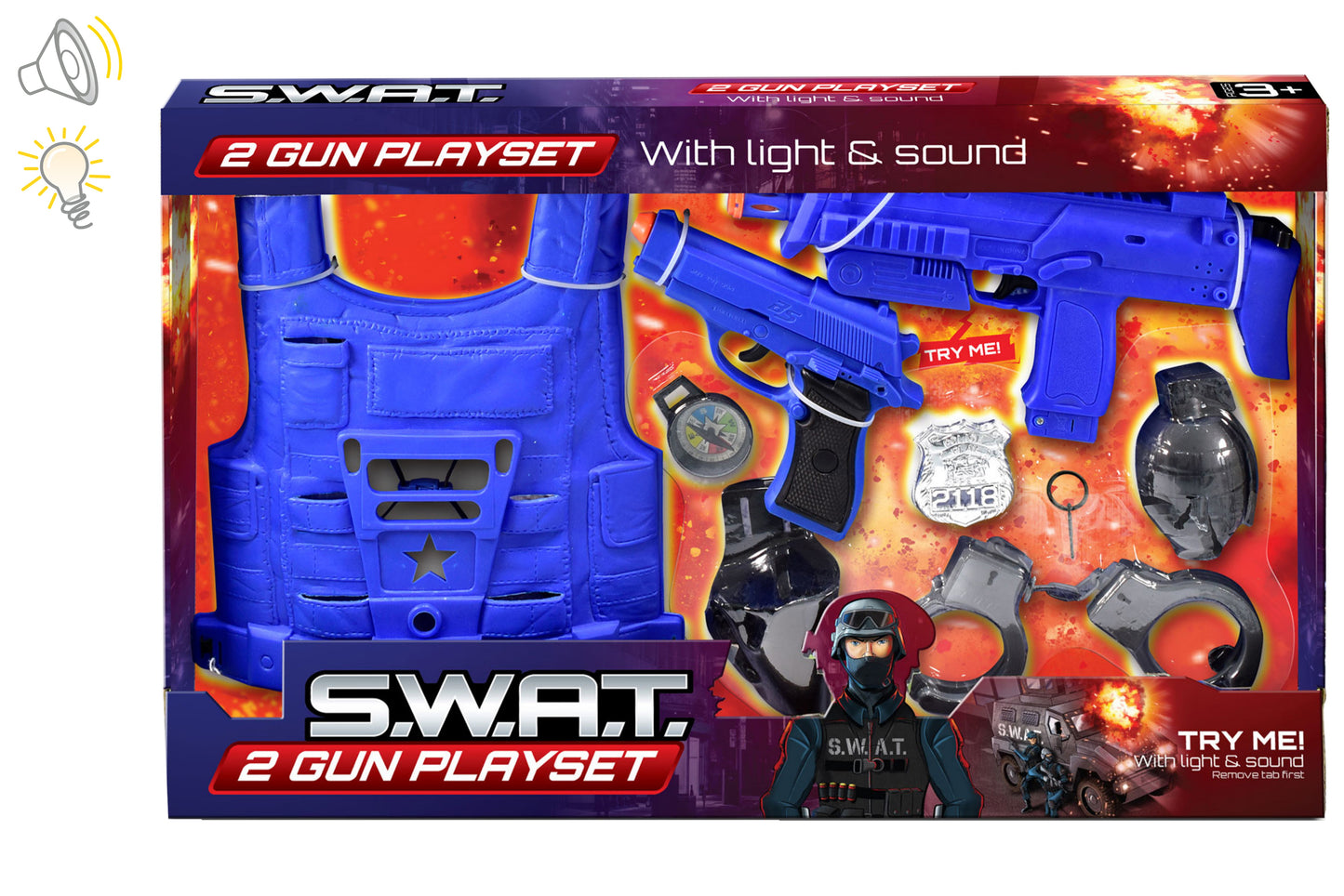 Pistolet de police SWAT | Jouet réaliste « Essaie-moi » avec son et lumière