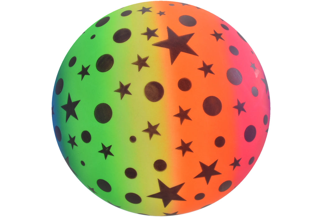 Colorful 9" Rainbow Stars & Moons Ball - Deflated in Net Bag | Fun Toy for Kids