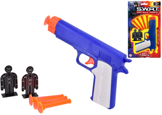 Get Ready for Action with the Police Dart Gun and Target Set - SWAT Edition - B'Card