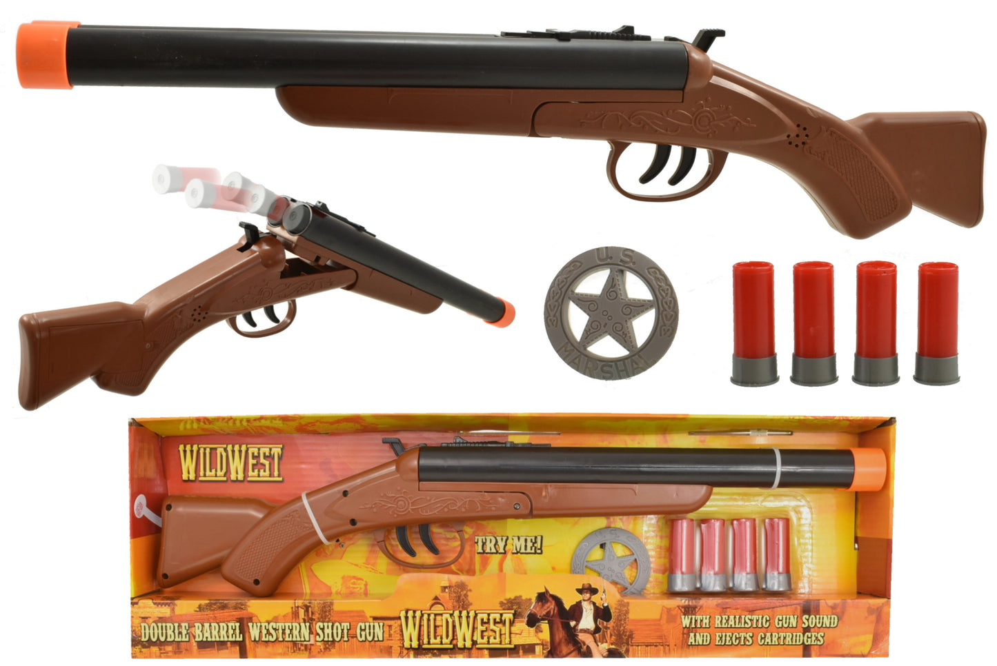 Fusil de chasse double canon Western authentique avec effets sonores réalistes