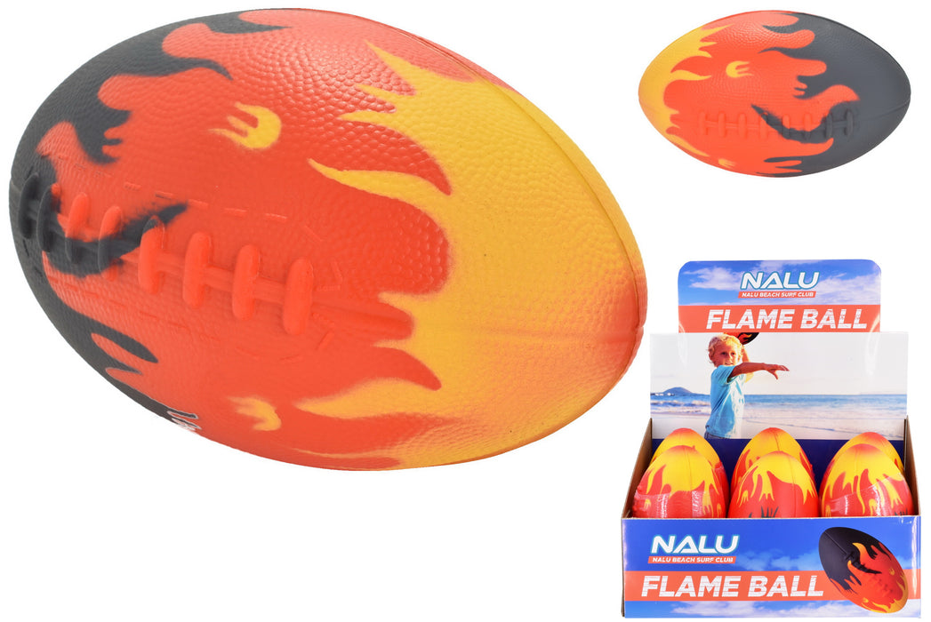 Premium 8" PU Flame Rugby Ball in Display Box - "Nalu"  Authentic Rugby Gear