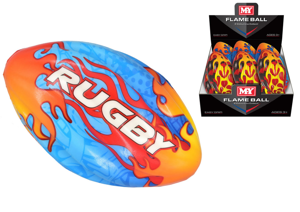 the Vibrant 17cm PU Rugby Ball in Hot Colors - Assorted Designs
