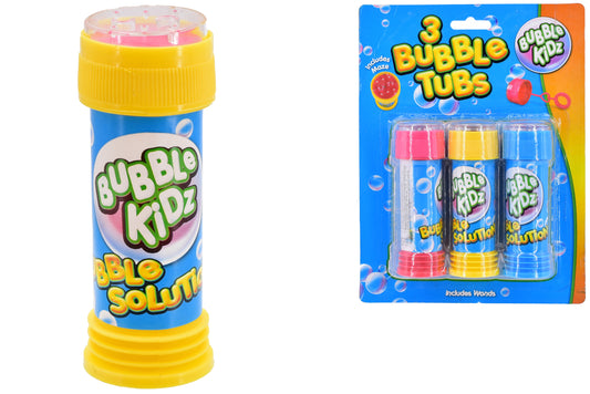 3 Pack Bubble Tubs (50ml) With Maze - Fun & Portable Bubble Blowing Kit