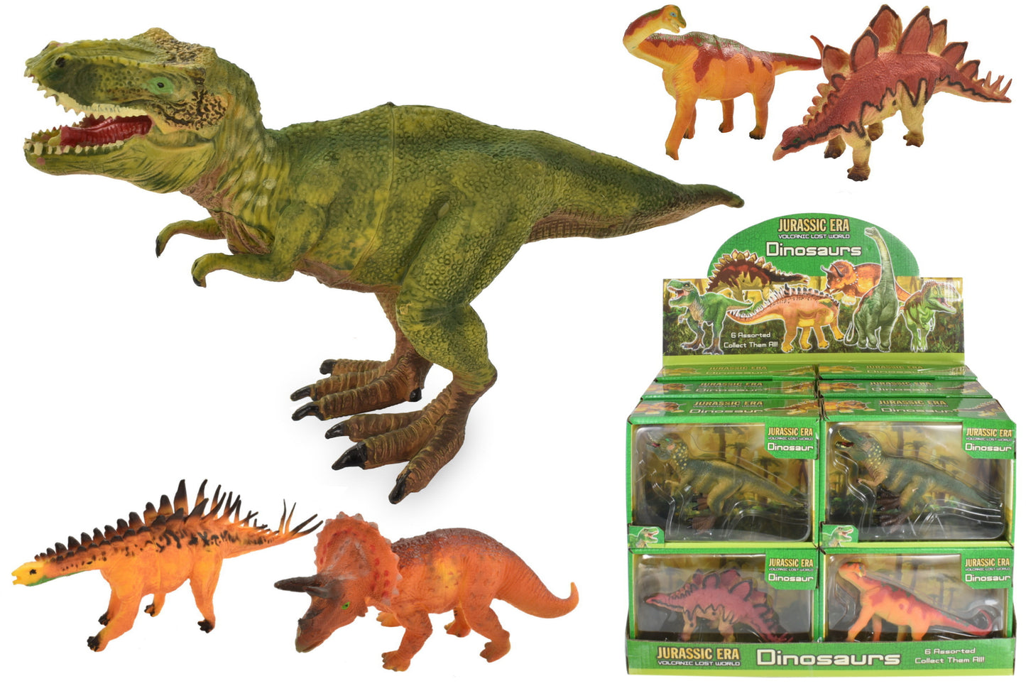 Figurines de dinosaures de 15 cm en boîte transparente - Figurines réalistes pour jeu imaginatif