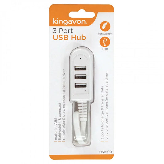 Kingavon Concentrateur USB 1:3 Auto-alimenté - Blanc