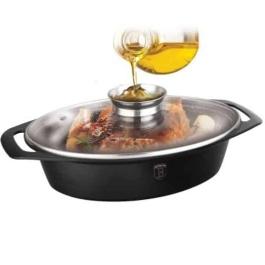 Cocotte ovale avec couvercle en verre 38 CM