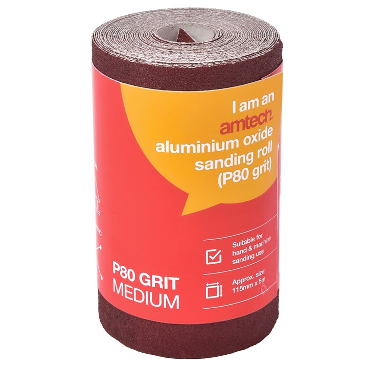 Rouleau abrasif oxyde d'aluminium grain 80 (moyen) (115mm x 500cm)