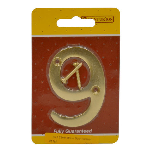 N° 9 Numéros et lettres de porte en laiton massif, 75 mm