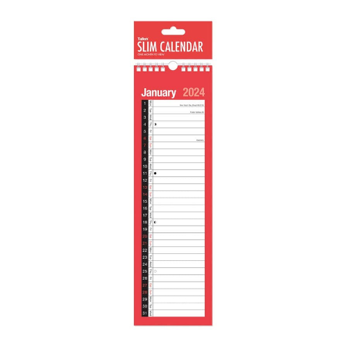 Slim One Month to View Calendar (Red) 2024