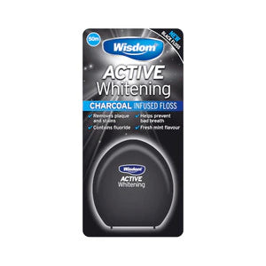 Wisdom Active Whitening Charcoal Floss 50m