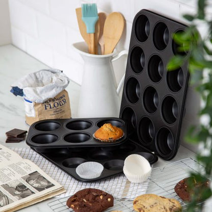 Wham® Essentials 6 Cup Muffin Tin Black/Black