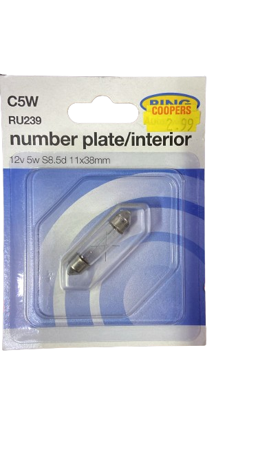 Plaque d'immatriculation intérieure 12 V 5 W