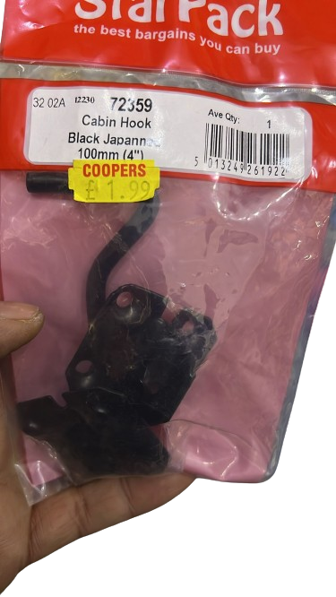 Cabin Hook Black Japann 100mm (4")