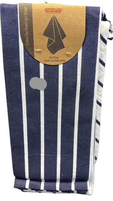 Cotton Tea Towels 4pc Stripes 45 x 70cm