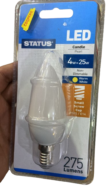 STATUS Ampoule LED Bougie Perle 4W-25W Non-Dimmable Blanc Chaud