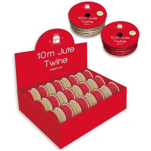 Jute Twine Red & Natural Cord 10m x1 supplied