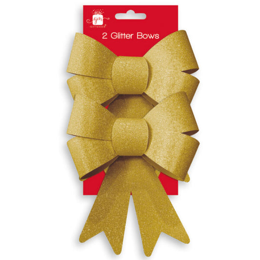 2 glitter bows gold