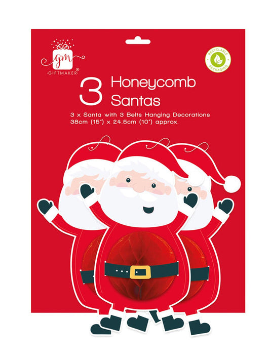 Pk 3 Honeycomb Santas