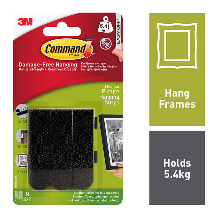 Crochets de fixation Command bandes moyennes noirs 4 unités – 17201BLK