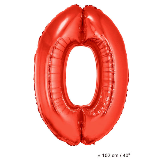 40INCH RED FOIL BALOON NUMBER 0