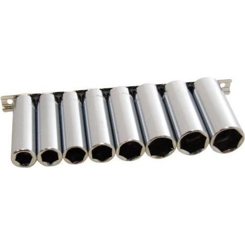 Amtech 9pc 1/2" Drive Deep Socket Set Metric Long Reach 13-24mm Rail