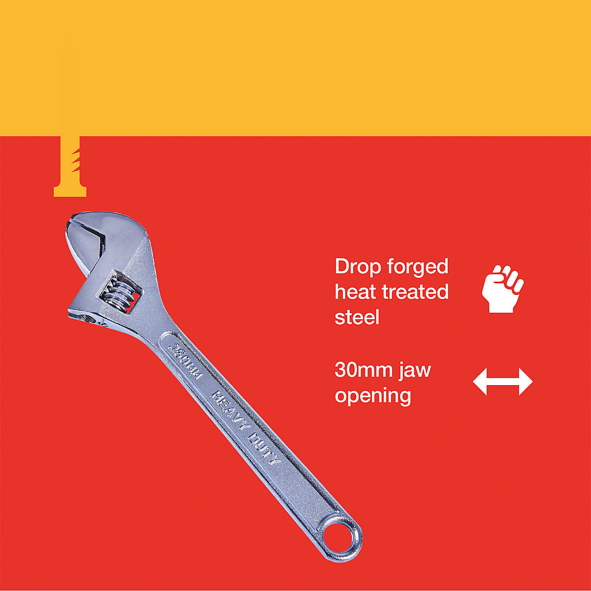 Amtech C2000 250mm (10") Adjustable wrench with 30mm (1") jaw opening