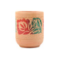 Brown Ceramic Clay Glass | Red & Green Petal Engraved Glass