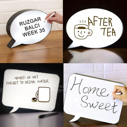 Bulles de dialogue manuscrites - Boîte lumineuse cinématographique | Marqueur effaçable inclus