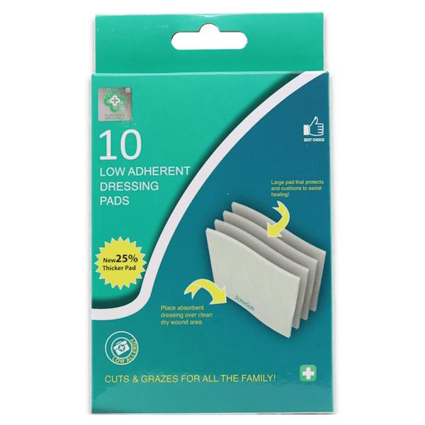 10 LOW ADHESIVE DRESSING PADS