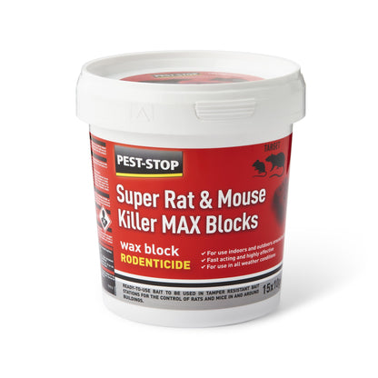Pest-Stop Super Rat & Souris Killer Max Blocs de cire (15 x 10g)