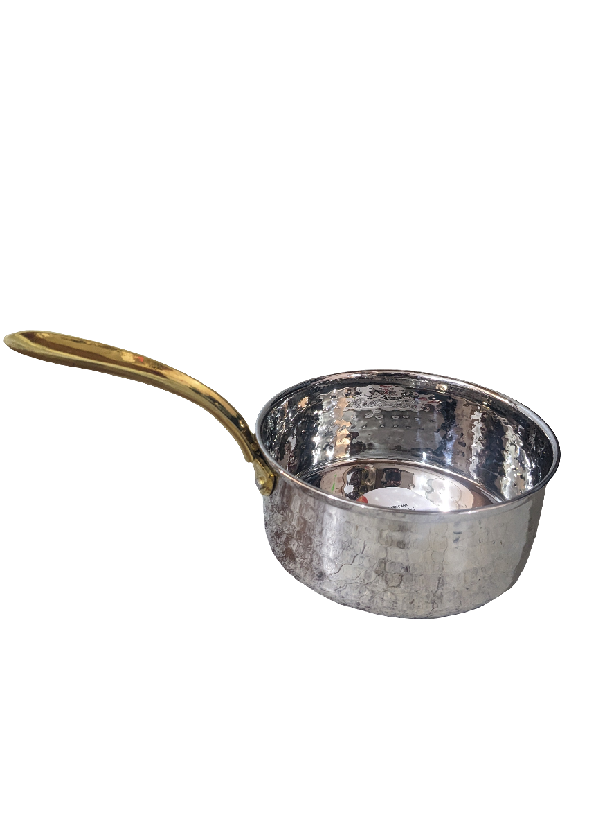 Tristar S Steel Sauce Pan Hammered Long Brass Handle