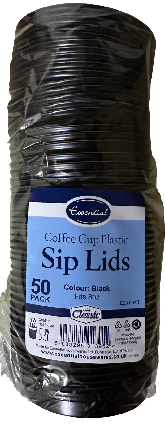 50 couvercles de tasse à café noire de 237 ml