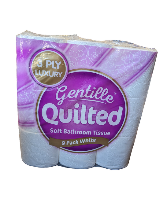 Gentille Quilted Toilet Tissue Paper Roll 3 ply  9 pack