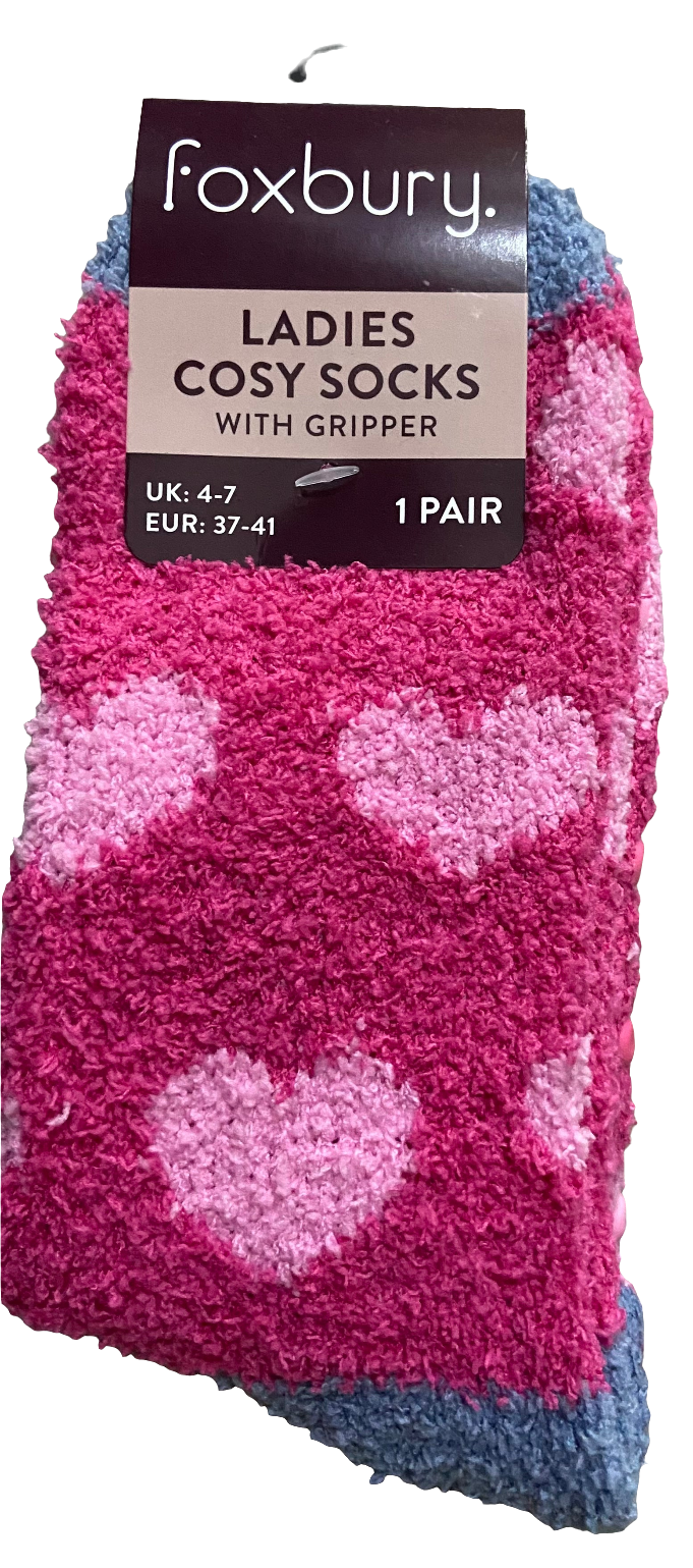 FOXBURY LADIES COSY SOCKS WITH GRIPPER UK 4-7