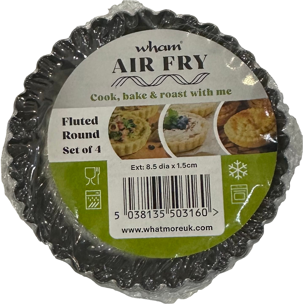 Wham Air Fry 8.5cm Small Fluted Round Tins, Pewter - Set of 4