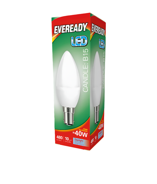 EVEREADY LED CANDLE BULB B15 4.9w=40w DAYLIGHT 470LM