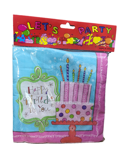 20 Happy Birthday Napkins Assorted Design