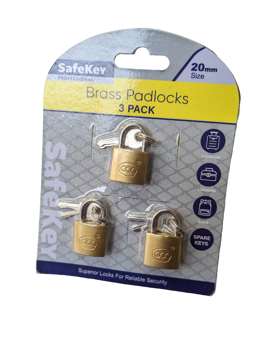 brass padlock 3pk