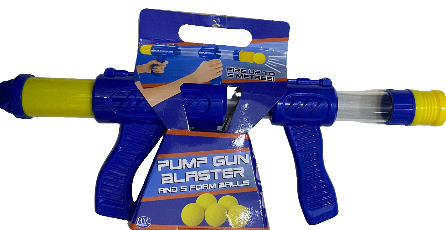 PUMP GUN BLASTER AND 5 FOAM BALLS
