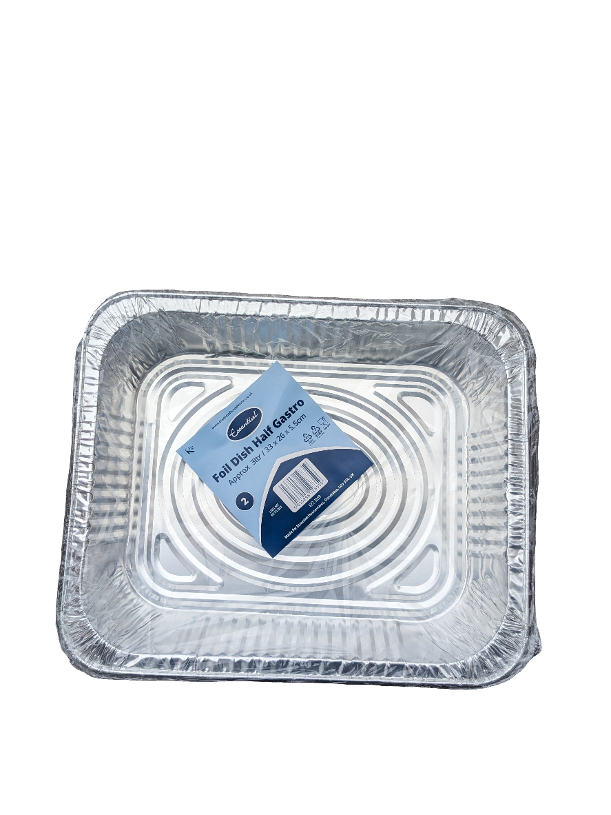 Essential Foil Dish Half Gastro 3ltr 33 x 26 x 5.5 PK Of 2