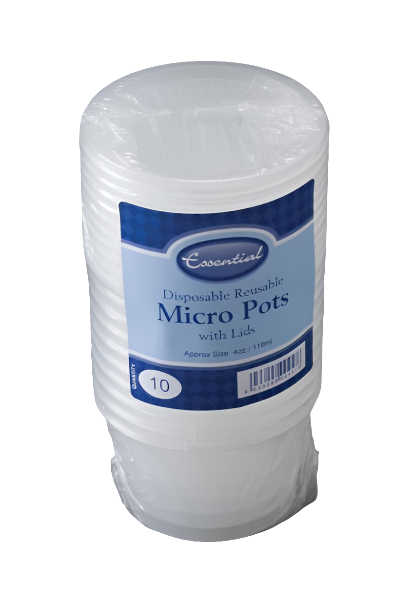 Pot rond micro de 120 ml avec couvercle, lot de 10