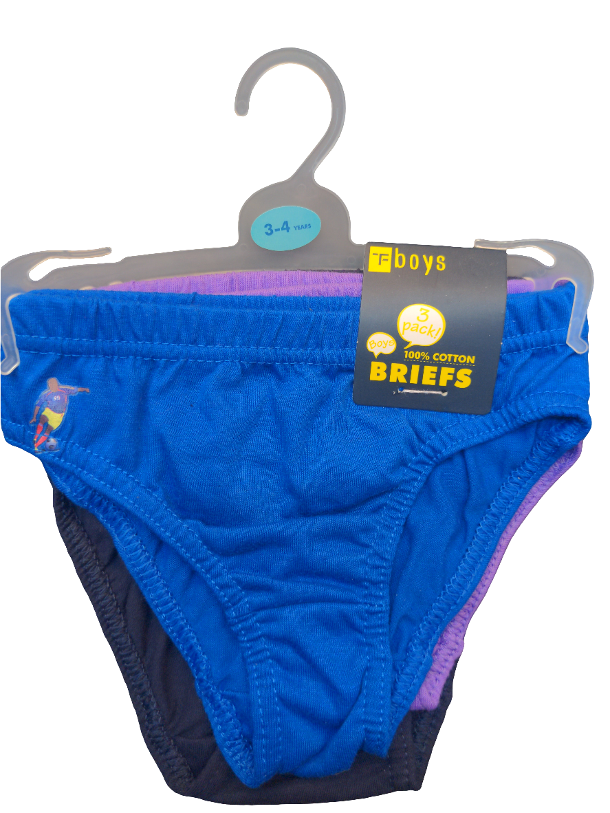 Boys Cotton Football Design Briefs(Pack of 3) - Assorted size 3-4 yrs