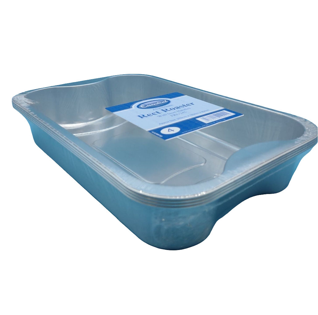 FOIL RECT ROASTING TRAY WITH INSET HANDLES PK4