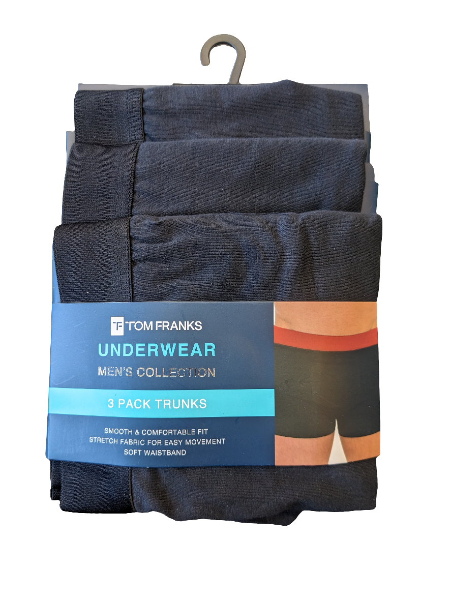 Men's 3 Pack (Black) Waistband Trunks ~ Size Available Small, Medium, Large, Extra large